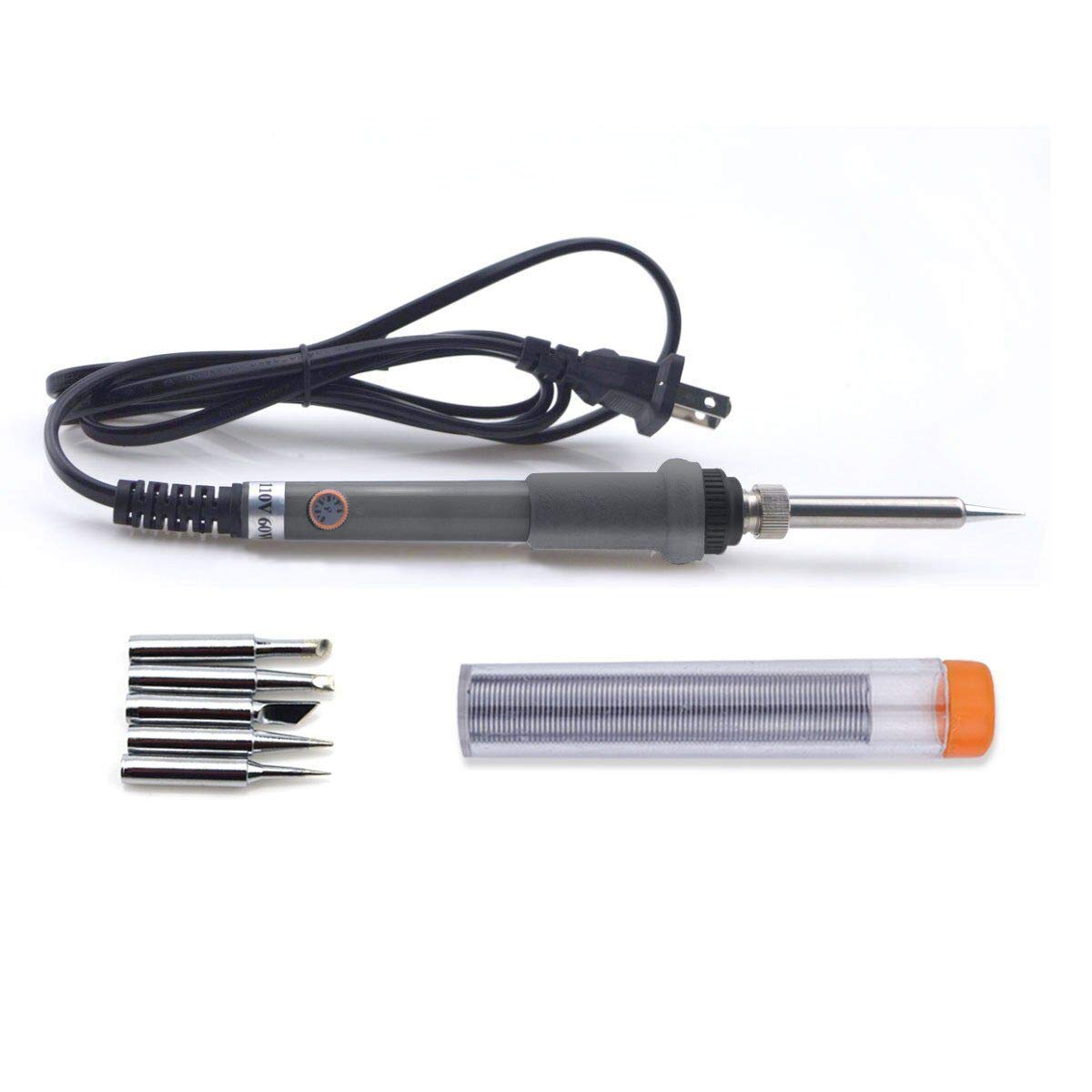 Electric Soldering Iron Kit 60W Adjustable Temperature Welding Soldering Iron with 5pcs Different Tips, 1 Solder Wire 1.0mm Dia. (Soldering Irons)