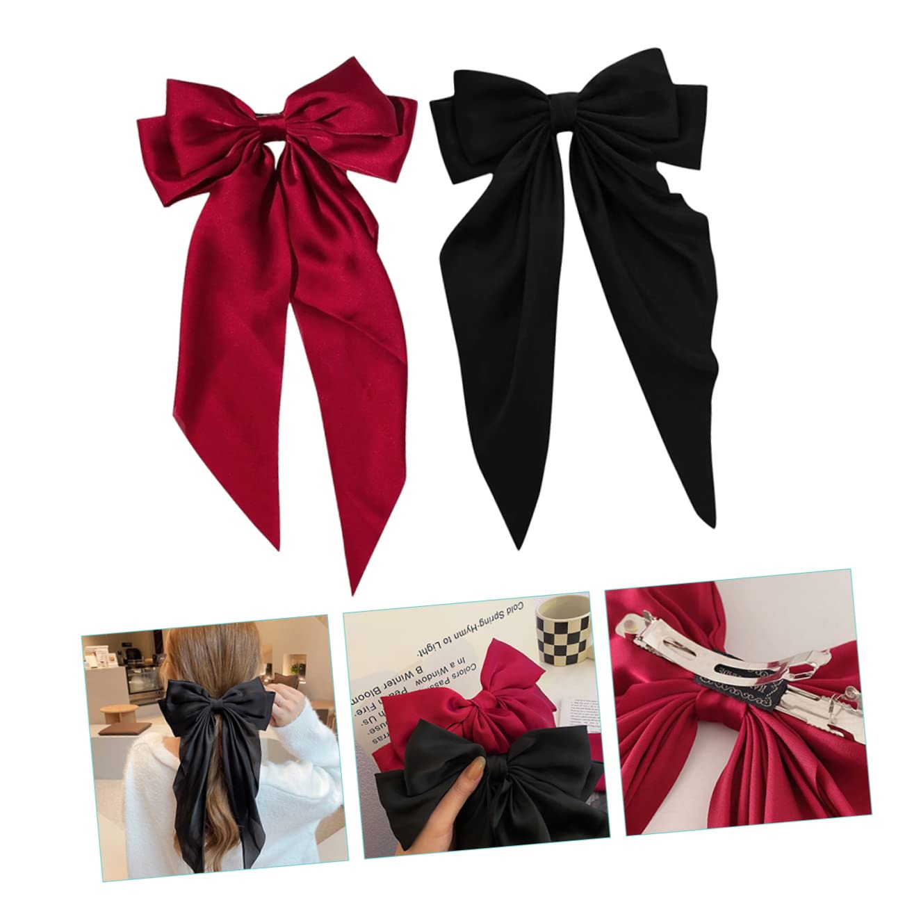 Healeved 8piezas De Pelo Para Mujer Lazo Grande Accesorios De Cabello Para Niñas y Burdeos Clips Resistentes y Elegantes Para Fiestas y Eventos