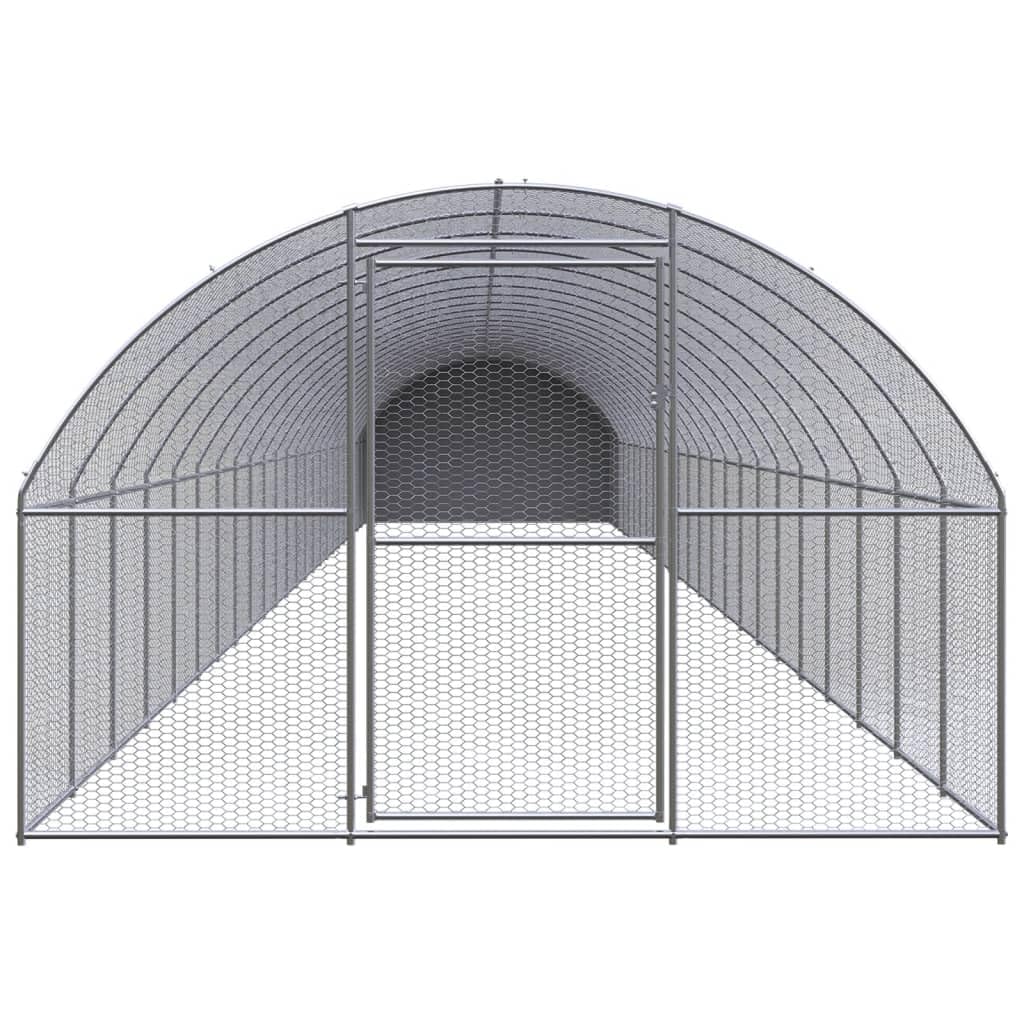 vidaXL Gallinero de Exterior de Acero Galvanizado 3x24x2 m Jaula Gallinas