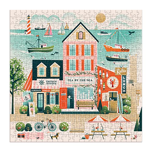 Galison Beside The Sea – 500 Piece Puzzle Fun and Challenging Activity with Bright and Bold Artwork of Charming Village and Sea Scenery for Adults and Families - Image 4