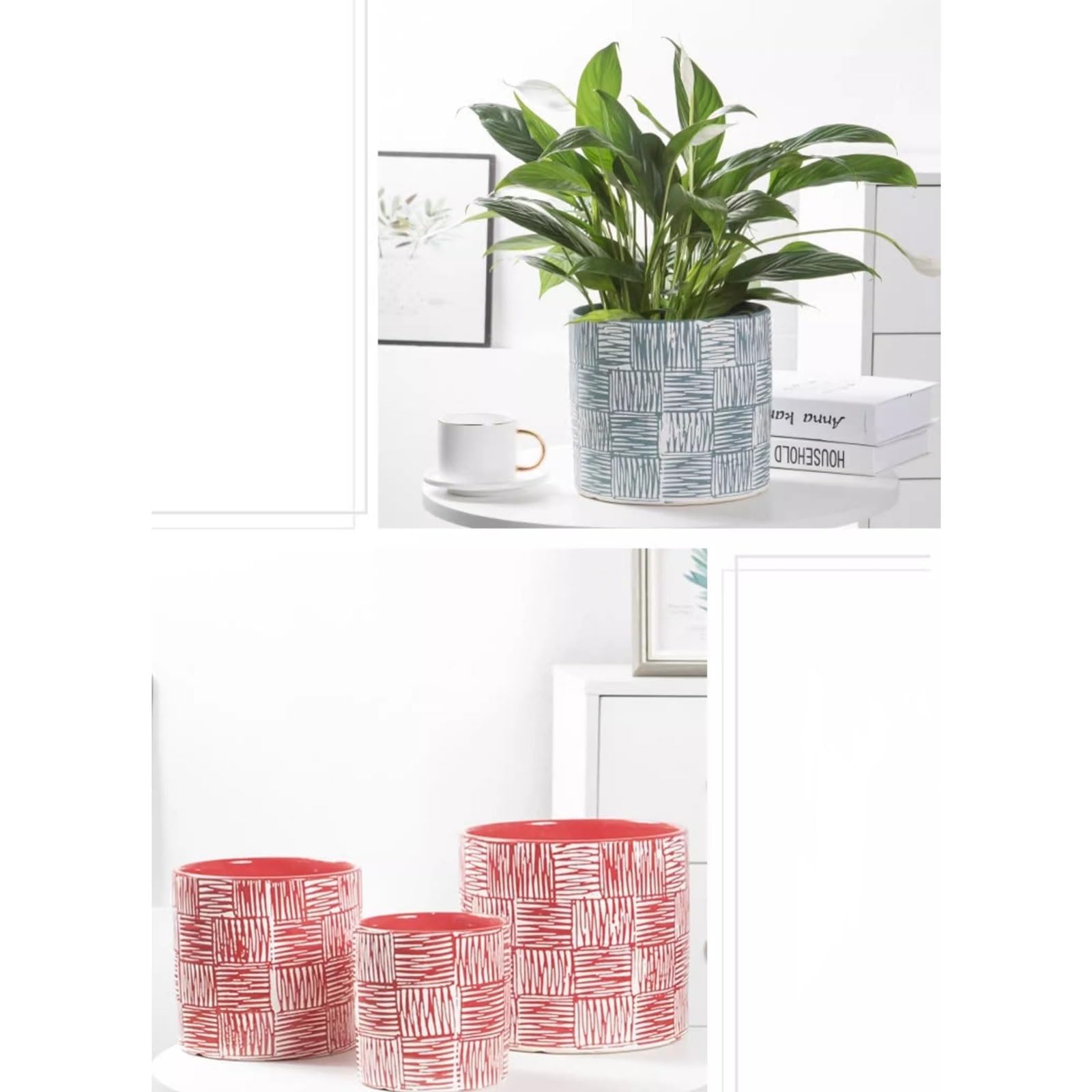 Dekoracja Prosta duża ceramiczna doniczka dom salon kryty kreatywny luksus sadzenia zielonych roślin doniczkowych w pomieszczeniach (pomarańczowy, duży)