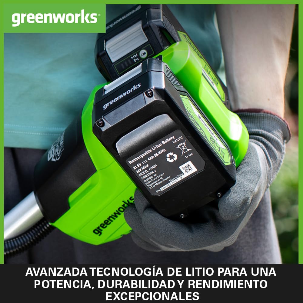 Greenworks Batería 24V 4Ah Litio Iones Recargable para Herramientas Eléctricas Jardinería Carga Rápida LED G24B4
