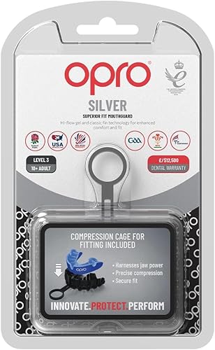 Miniatura 7 de OPRO Silver Level - Protector bucal deportivo para adultos y jóvenes con funda, protector de encías con revolucionaria tecnología de ajuste para
