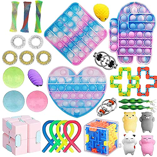 YUZHANGTONG Sensory Fidget Toy Set, Stress Relief Toys for Adults Kids ADHD Anxiety Autism,Adults, Perfect for Classroom Reward with Gift Box,Anxiety Autism to Stress Relief and Anti Anxiety (32Pcs)