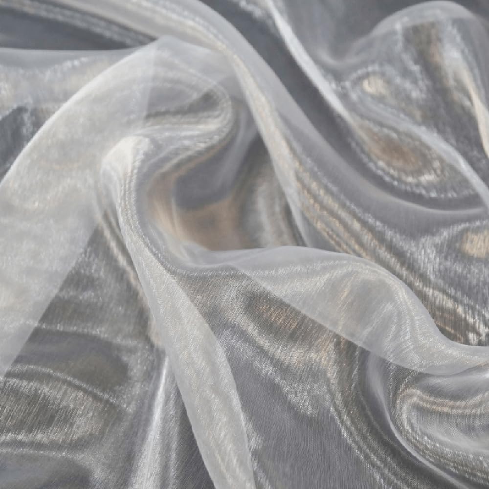 Oh Sew Crafty Limited Silver Organza Fabric Sheer Voile Drape Curtain Wedding Fabric 150Cm Wide (Sold Per Metre) (Silver)