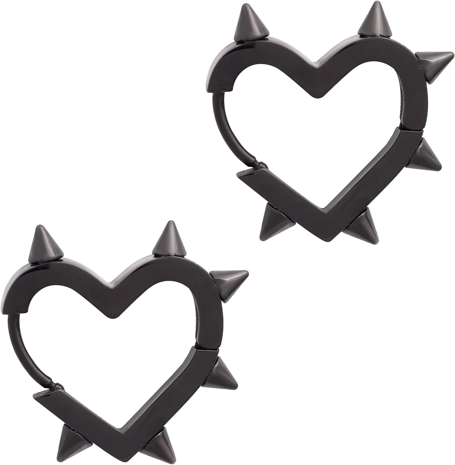 Huggie Hoop Spike Heart Earrings, Gothic Punk Grunge Emo Y2k Earrings, Goth Jewelry, Christmas Jewelry Gift For Women