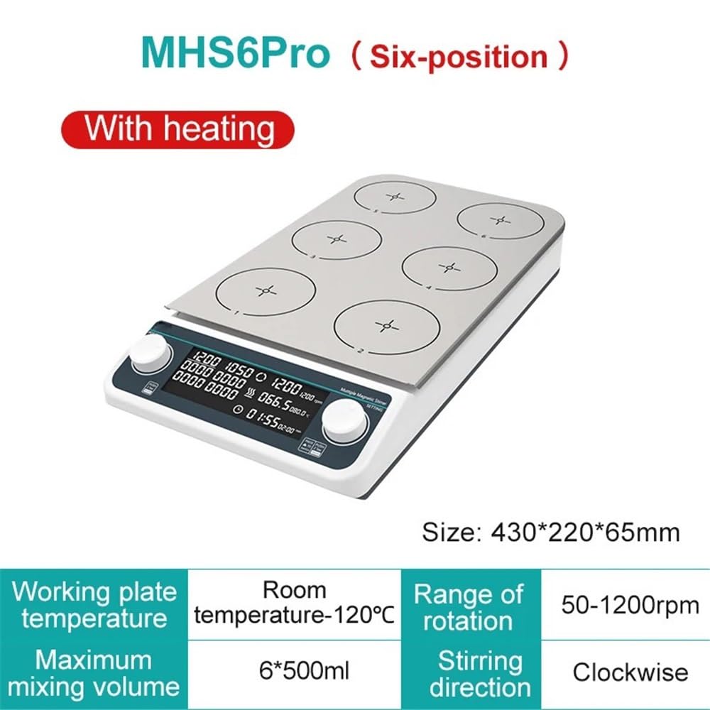 Sprzęt i materiały laboratoryjne Wielokrotne mieszadło magnetyczne płyta grzewcza wyświetlacz cyfrowy mieszadło magnetyczne ogrzewanie cztery stacje sześć pozycji (MHS6Pro)