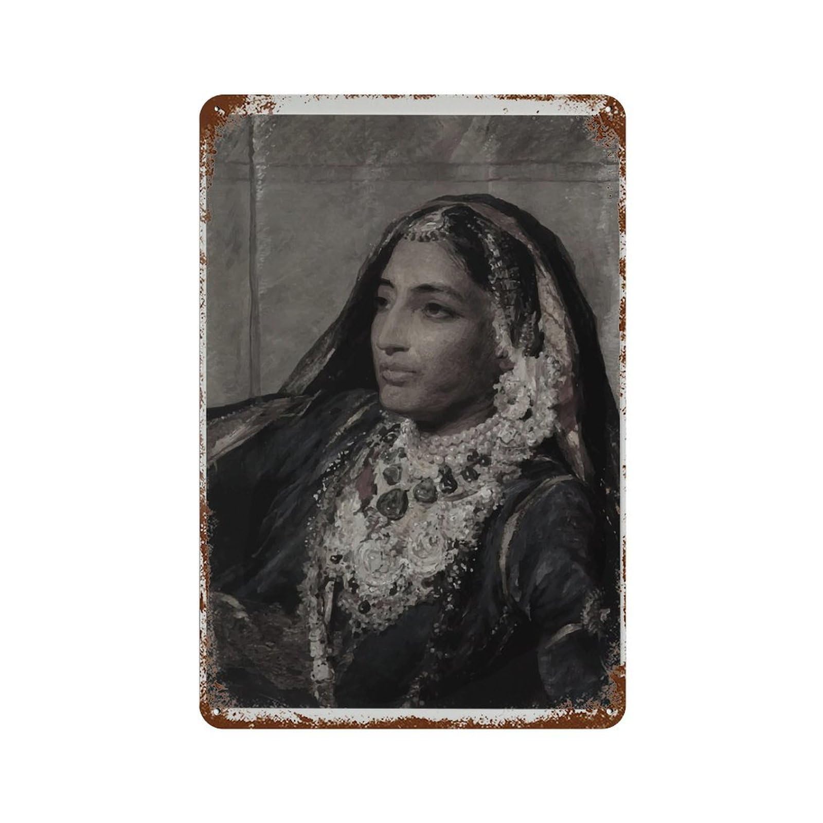 xiaoxiaoshen Maharani Jind Kaur Vintage Photo ， Historical Wall Decor Art Metal Tin Poster Modern Home Decor Art Home Bar Shop Decorations Vintage Sign 30x20cm