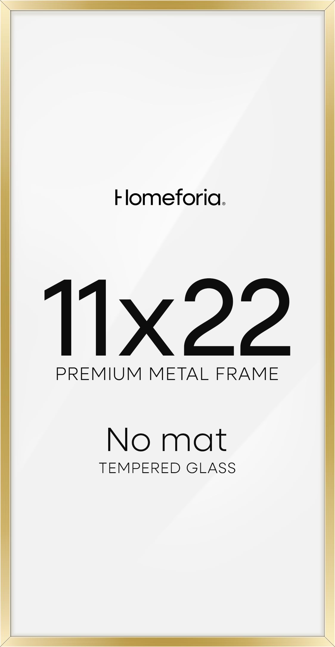 Homeforia 11x22 Gold Newspaper Picture Frame, High-End Metal, Glass | High End Aluminum, Tempered Glass, 11x22 in Edge-to-Edge Display 22x11, Wall Kit, Set Of 2