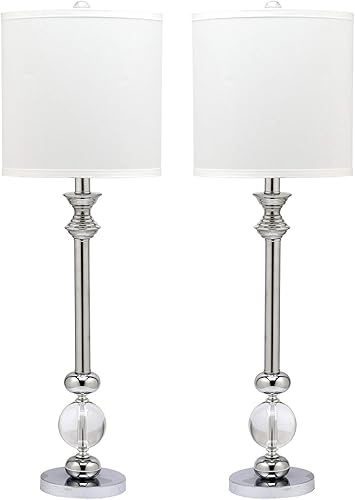 SAFAVIEH Lighting Collection Erica - Candelabro moderno de cristal de 31 pulgadas, para dormitorio, sala de estar, oficina, escritorio, mesita de