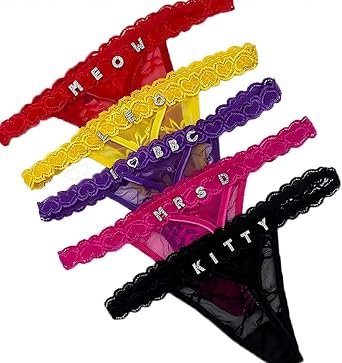 Sexy Custom Name Thongs for Women G-string Thong with Name Gold Letters, Personalized Lace Panties Underwear Personality Lingerie