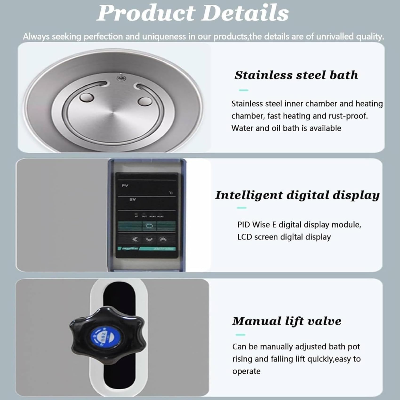 Digitales Thermostat-Öl-Wasserbad, 5 l, elektrische Heizung aus Edelstahl mit RT-250 ℃ Bereich, einstellbarer Aufzug, ± 1 ℃ Genauigkeit für Labor und Gewerbe