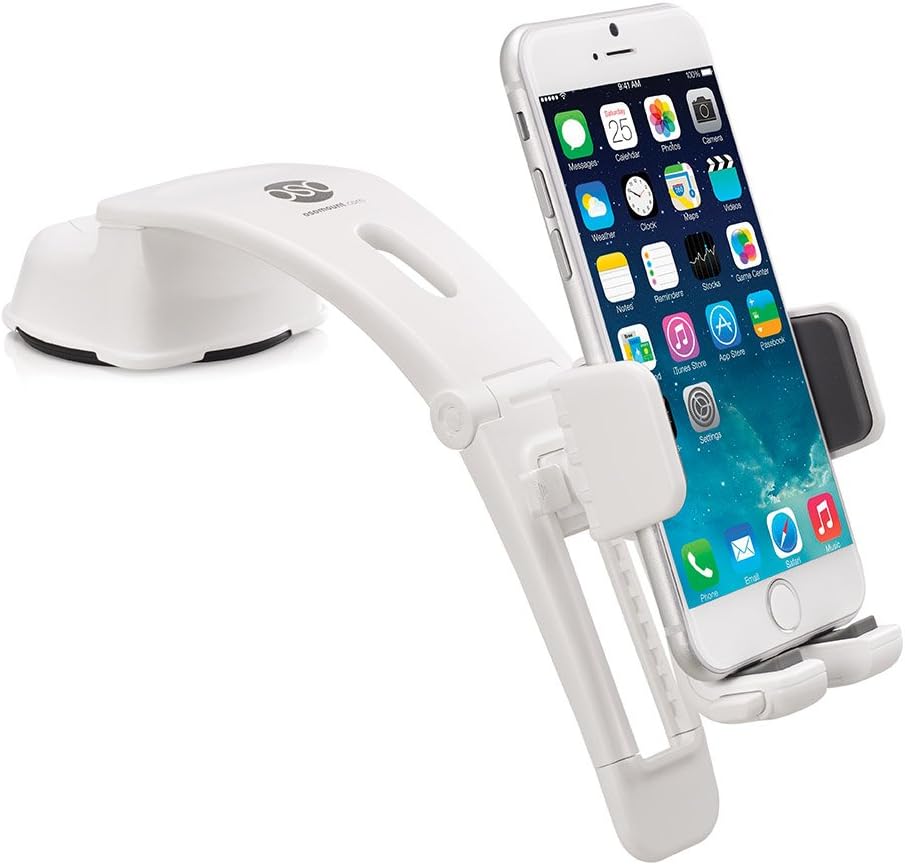 OSOMount Arc Pro 2 in 1 Extendable Windscreen & Dash Mount Holder for iPhone 6/ 6 Plus / 5S /5C /4/4S Samsung Galaxy S6/S5 /S4 /S3 / Note 4/3 & Other Smartphones (White)