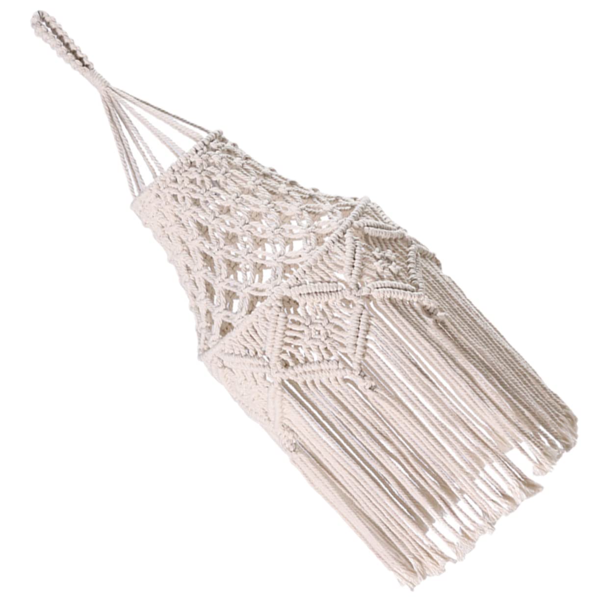 Gewebter Lampenschirm aus Baumwolle im Boho Stil mit Quasten