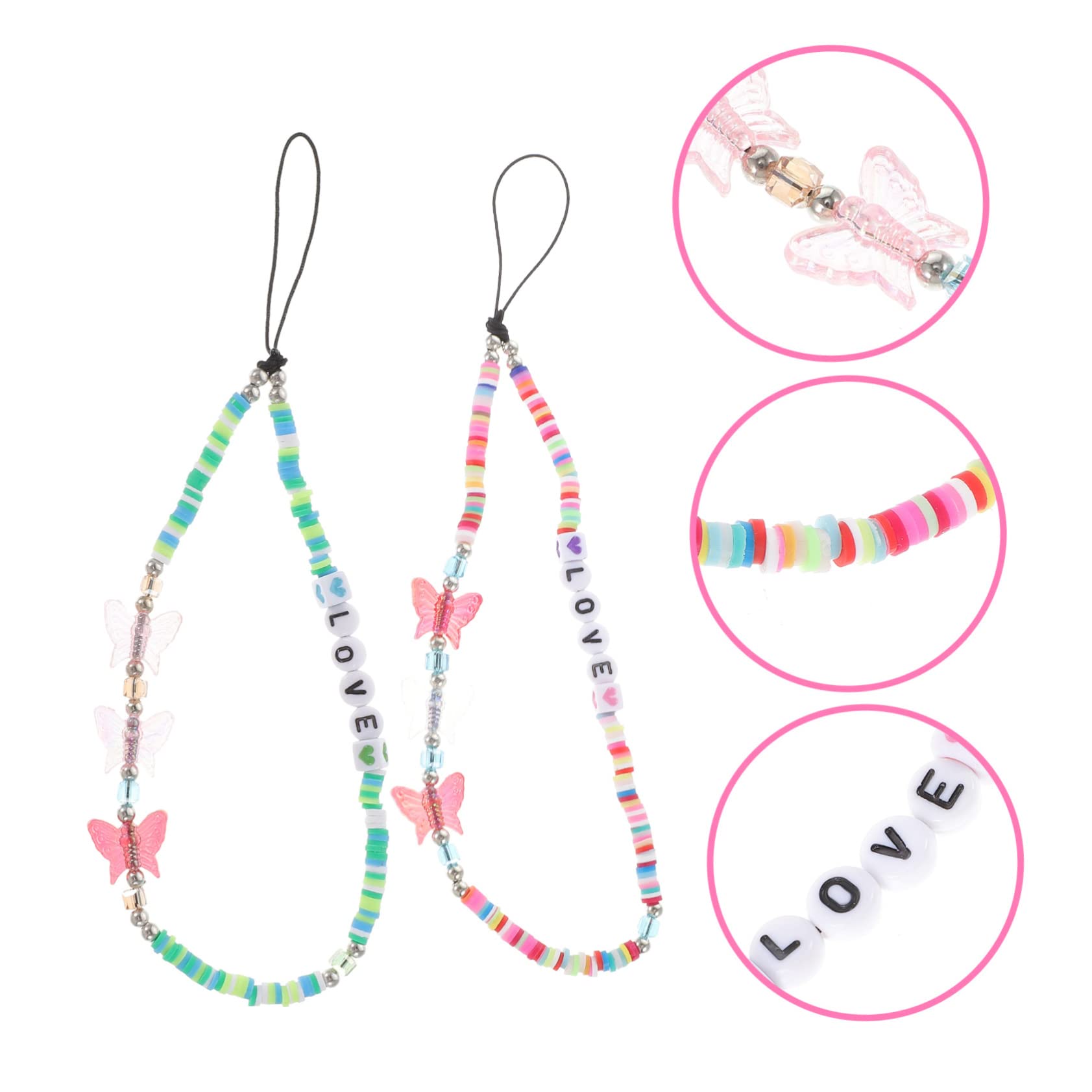 WOONEKY 10piezas Cadenas De Teléfono Correas Decorativas Para Móviles Accesorios De Diseño Creativo Para Personalizar Fundas y Llaveros