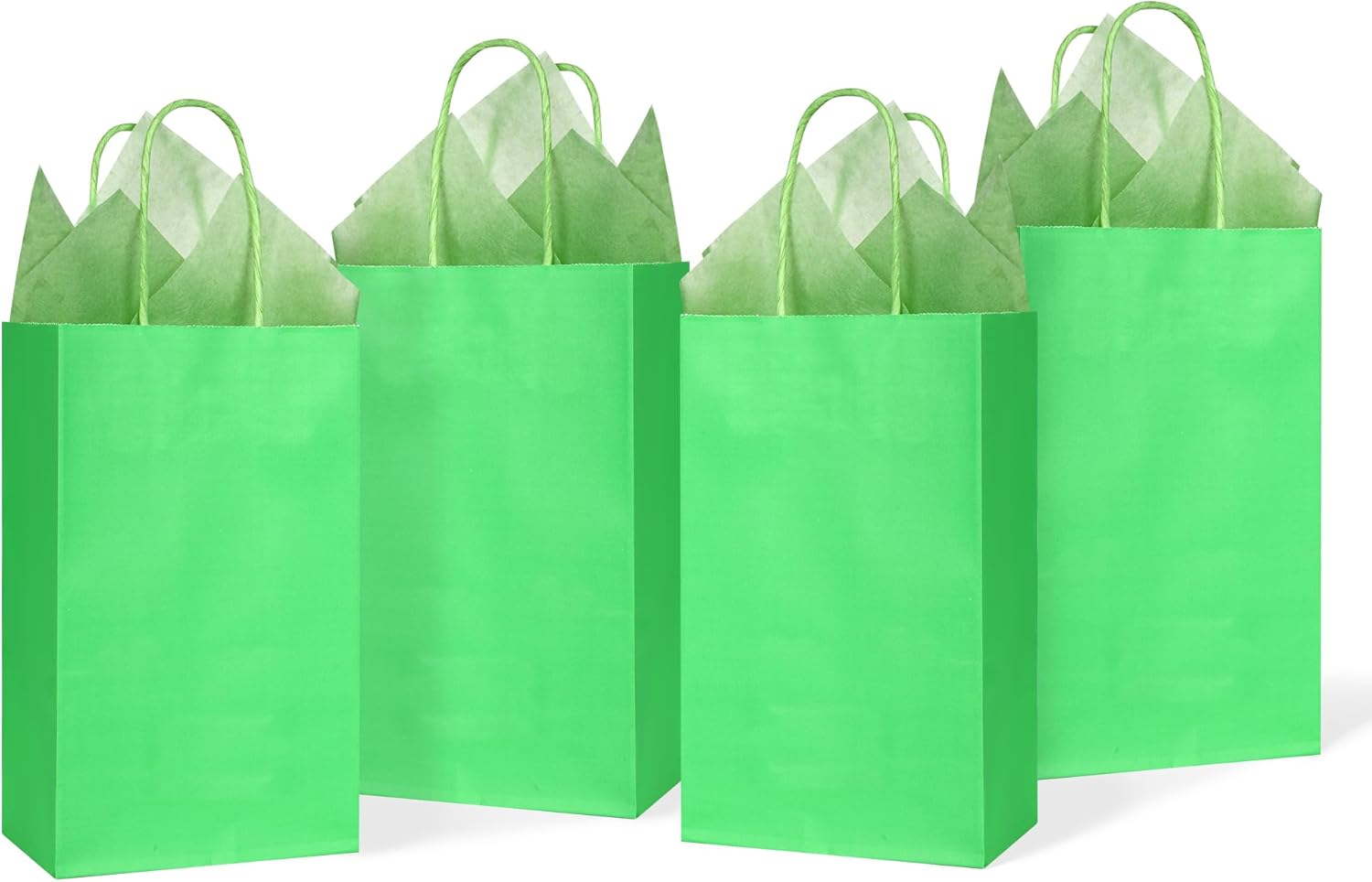 DjinnGlory 24 Pack Small Green Paper Gift Bags with Handles and Tissue Paper for Party Favors, Goodies, Small Business, Merchandises, 9x5.5x3.15 Inch - Image 9
