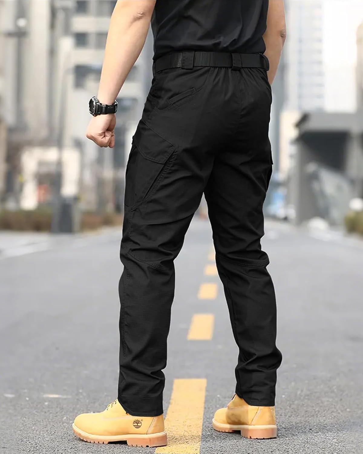 Men's Work Cargo Pants Tactical Hiking Casual Water Resistant Ripstop Trousers for Outdoor with 6 Pockets(No Belt) - Image 4