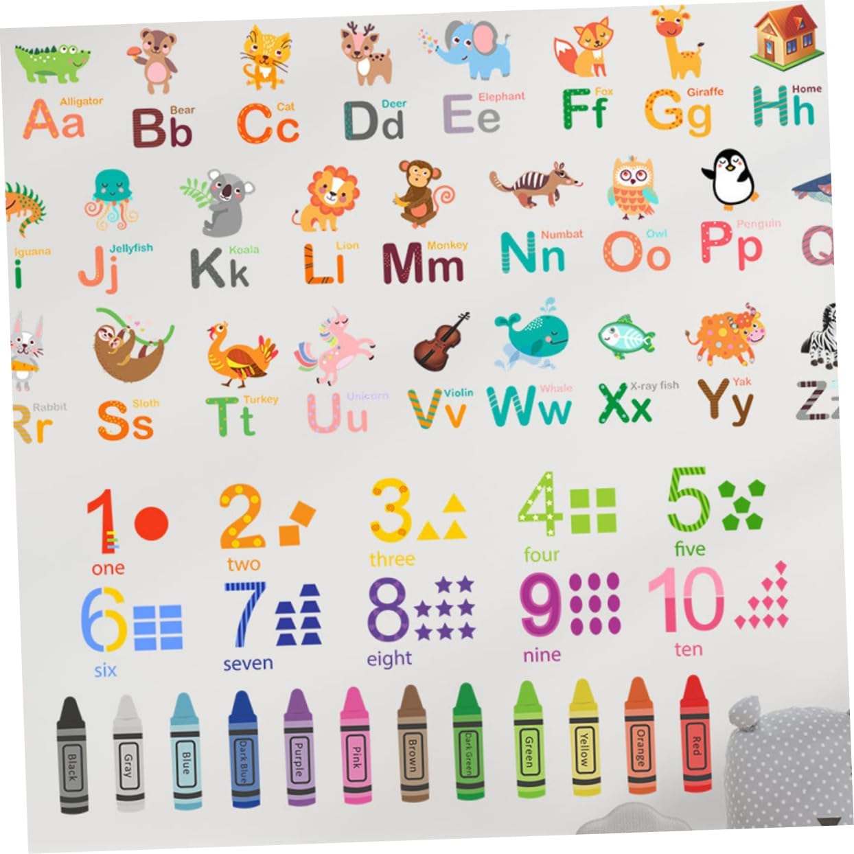 1Set Alphabet Wall Sticker Self Adhesive Educational Animal Decals for Bedroom Nursery Decor Material Easy Apply Remove Fun Learning Experience