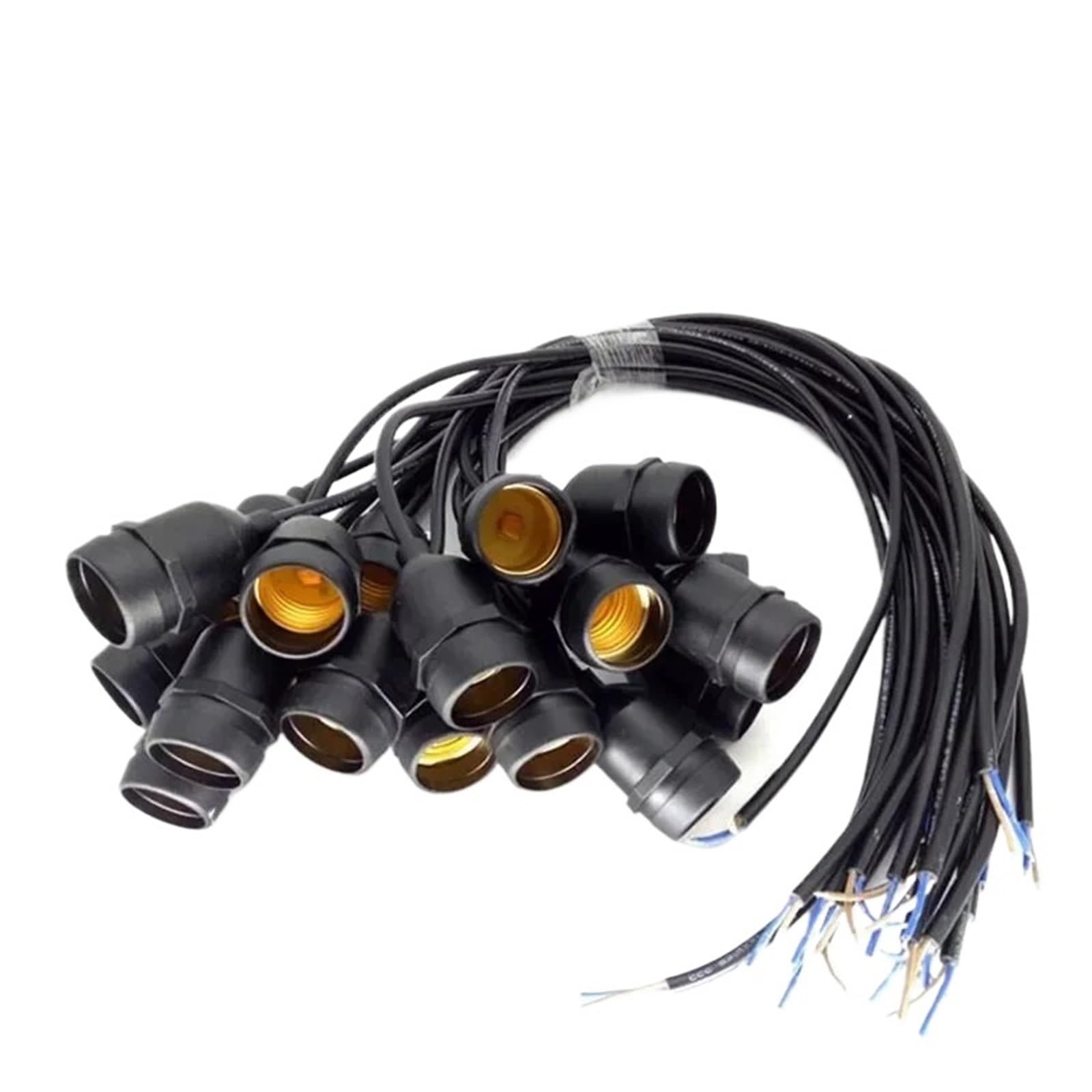 EVDHXG Waterproof E27 Lamp Holder with Wire 10-200cm Outdoor Light Screw Connector LED Spiral Copper PVC Flame Retardant Lamp Base(20cm)