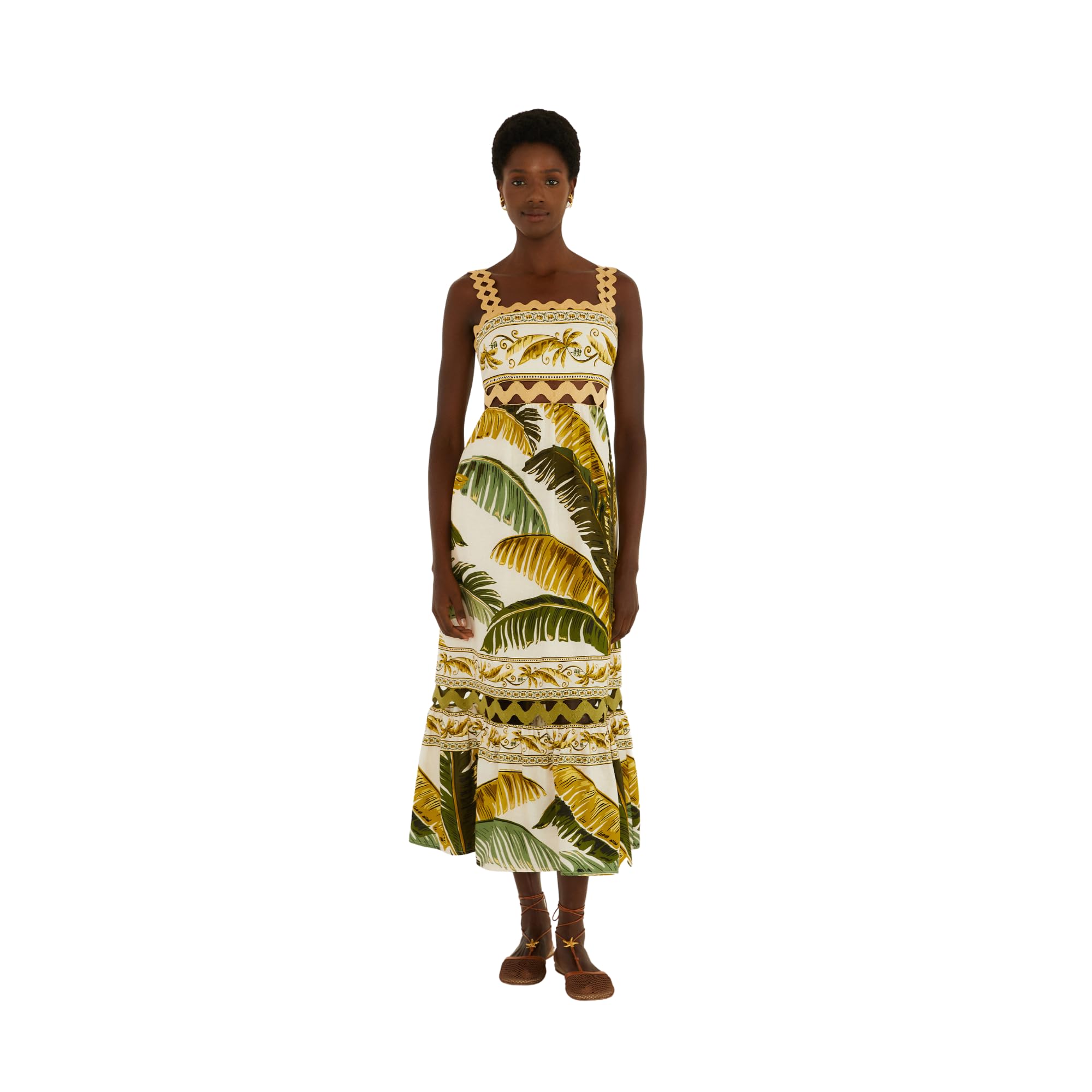 Sand Trancoso Wavy Trim Maxi Dress