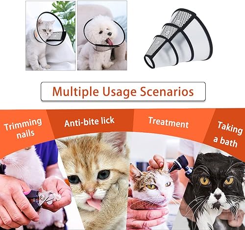 Miniatura 6 de Konnfeir Collar de cono de gato, 3 collares protectores ajustables para mascotas y gatos (3 unidades)