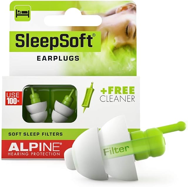 Alpine SleepSoft Sleeping Earplugs - Ultra Soft Filter for Side Sleeper - Reduce Noises & Improve Sleep  Reusable, Hygienic, Hypoallergenic Hearing Protection for Adults with Long Lasting Comfort