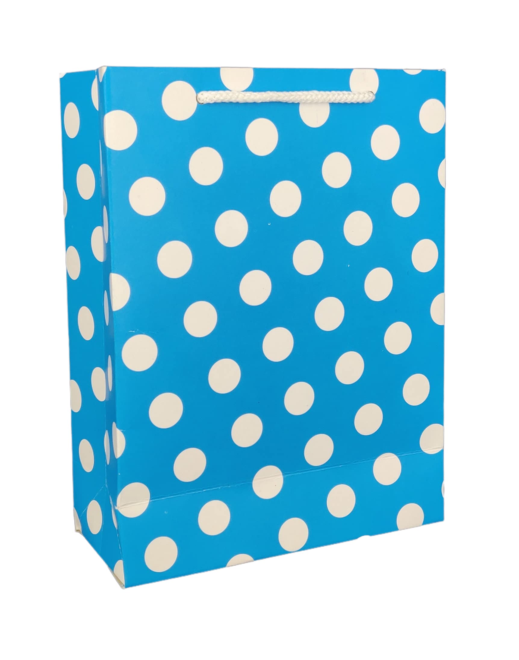 Arrow Paper Products Blue Dotted Design Paper Gift Bags for Return Gifts | Weddings | Birthday | Holiday Gifting & Presents (Size 17.78 x 7.62 x 22.86 cm | Pack of 40)