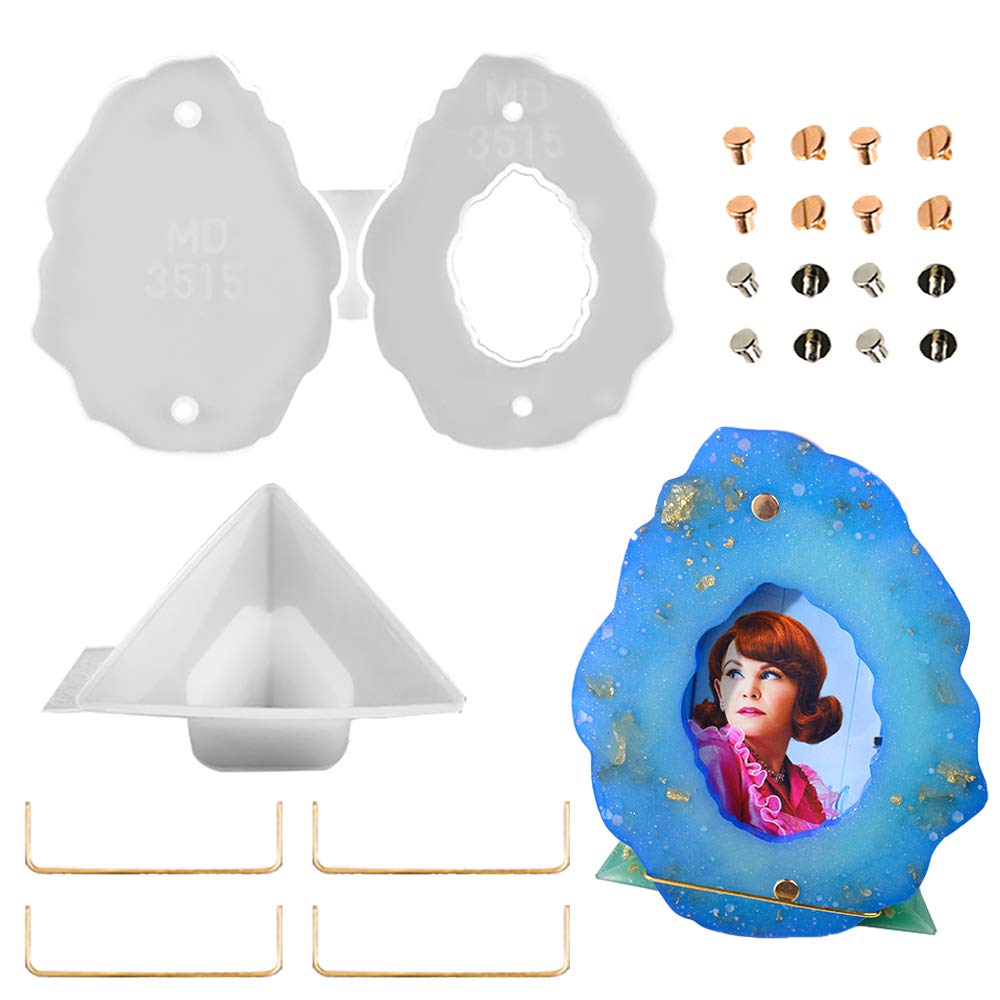 VERTTEE Round Photo Frame Epoxy Molds DIY Picture Frame Silicone Resin Molds Resin Casting Molds for Making Photo Display Stand Home Decoration