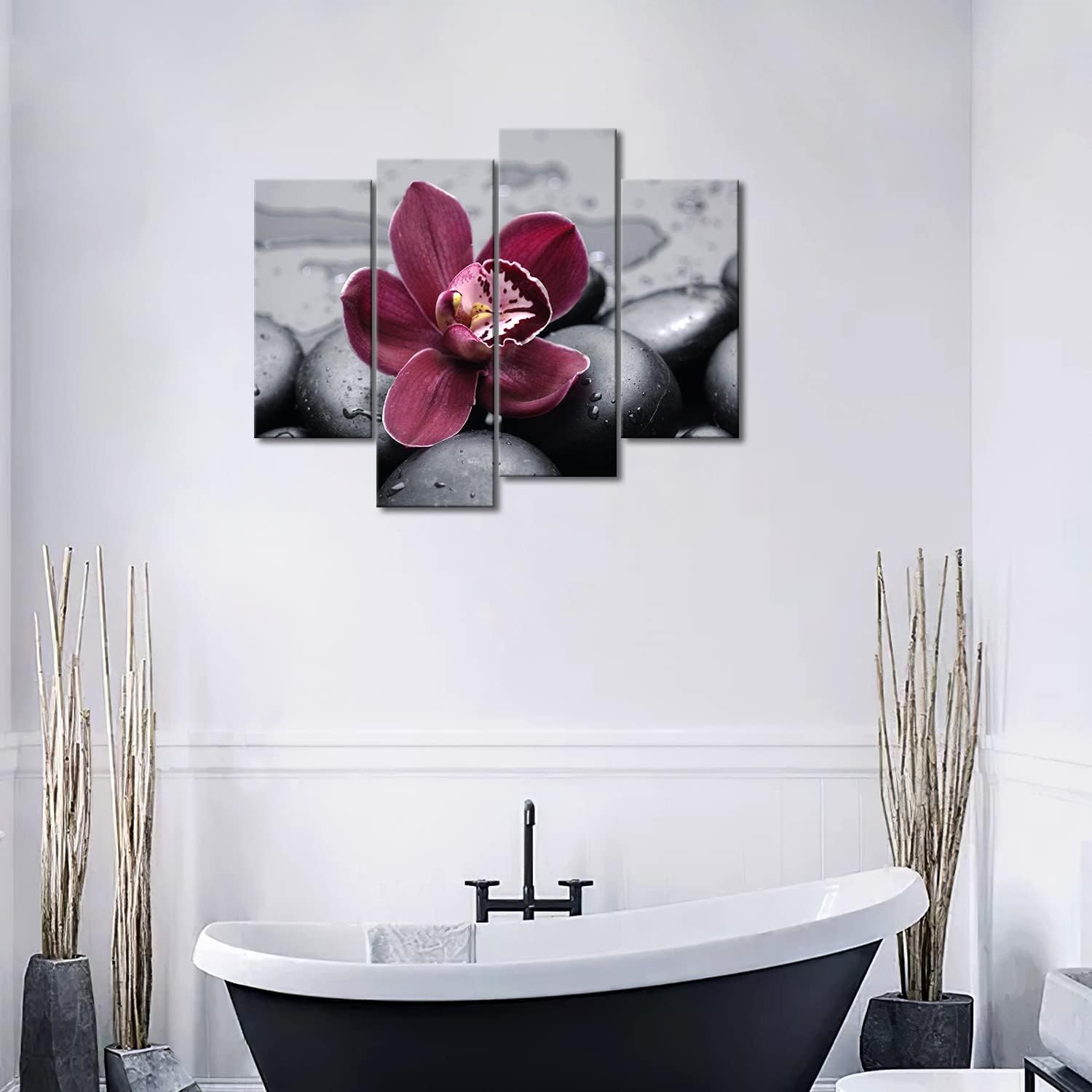 Firstwallart Dark Red Orchid On Cobblestones Wall Art Painting Pictures Print On Canvas Flower The Picture for Home Modern Decoration