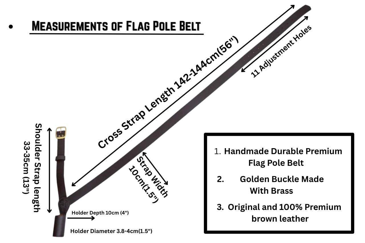 Sangle d'épaule réglable pour mât de drapeau, sangle en cuir marron avec boucle en laiton doré, options d'épaule gauche et droite, défilé de cérémonie militaire en plein air