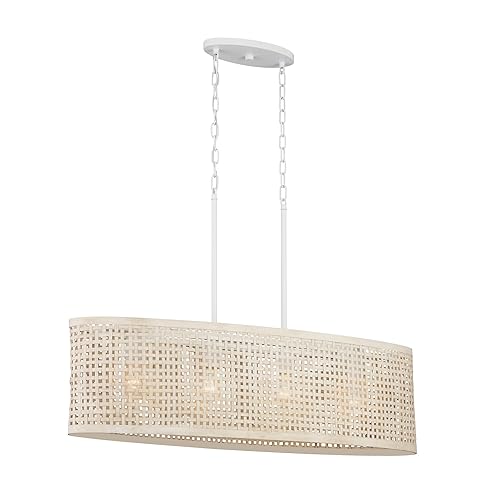 Kichler Sayulita 4-Light Linear Chandelier in a Classic White Finish