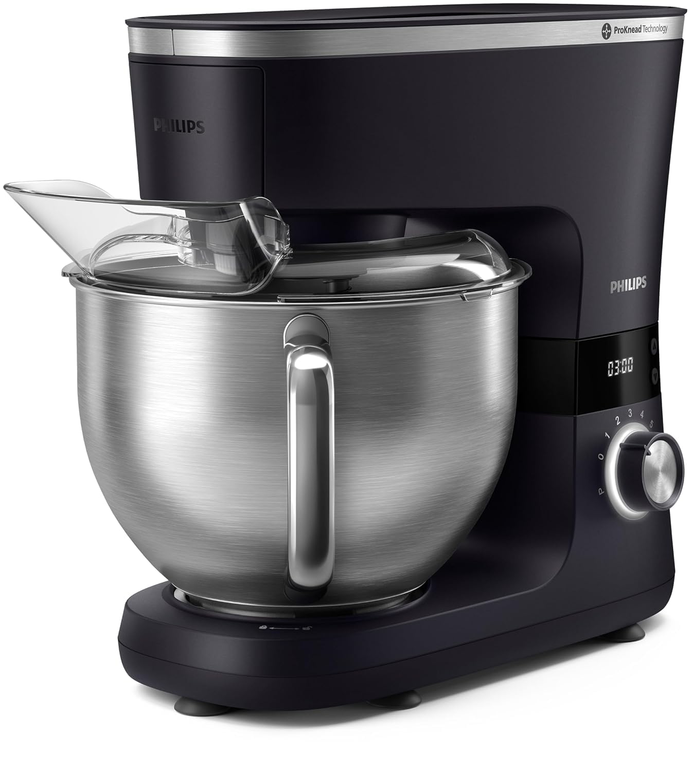 Philips 7000 Series Küchenmaschine - 5,5 Liter, 1000 Watt, 8 Geschwindigkeitsstufen, ProKnead Technologie, Rezepte, LED Smart Timer, Knethaken, Schneebesen Und Rührbesen (HR7962/01)
