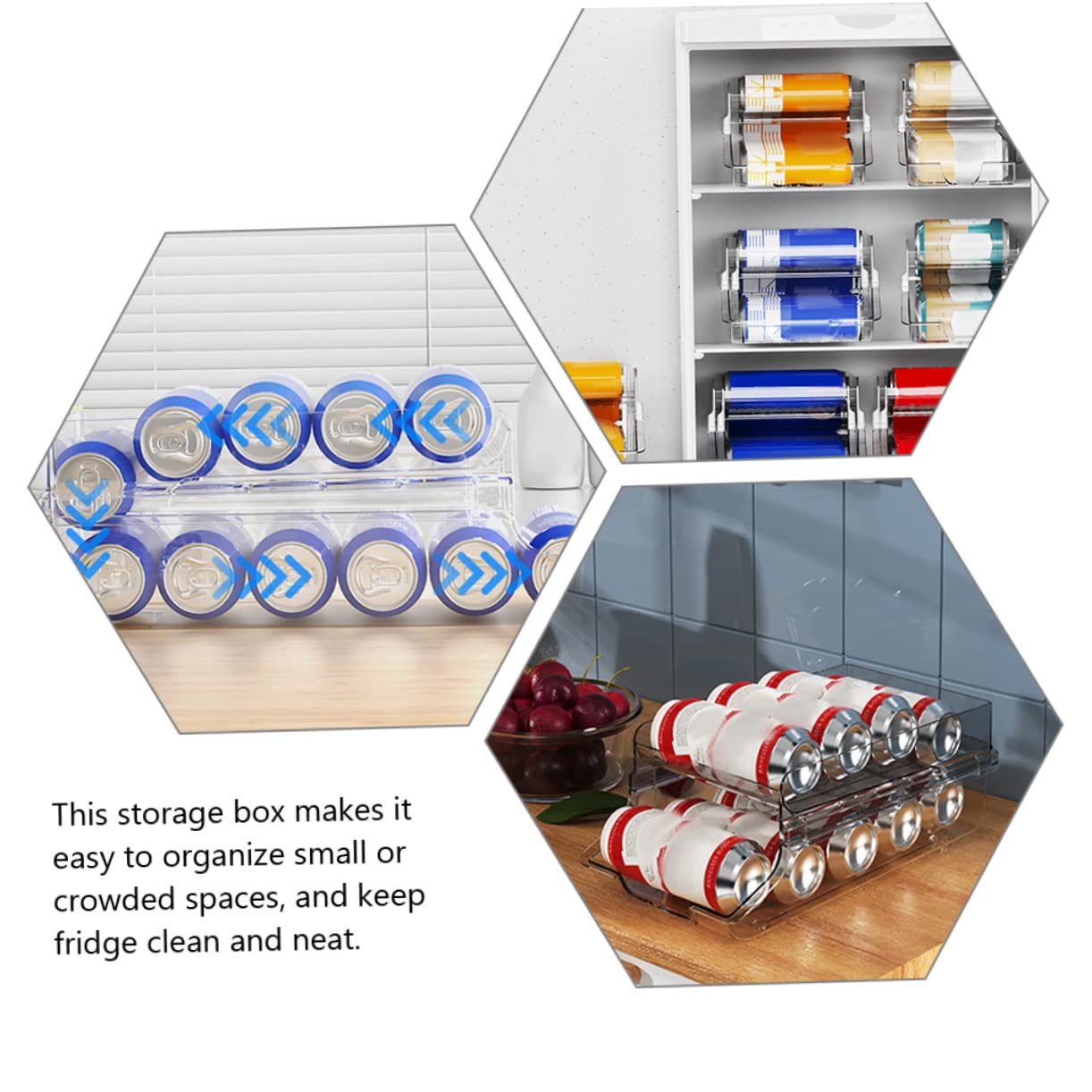 VICASKY Organizador de Latas para Refrigerador Diseño de Doble Capa, Plástico Resistente y Dispensador de Bebidas Adecuado para Cocina y Hogar