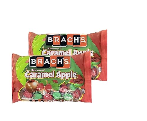 Mellowcreme Caramelo Manzanas Caramelos de Halloween, paquete de 2 unidades de 27.2 onzas (2 brach- bolsas de 13.6 onzas) mello crema en bolsa de