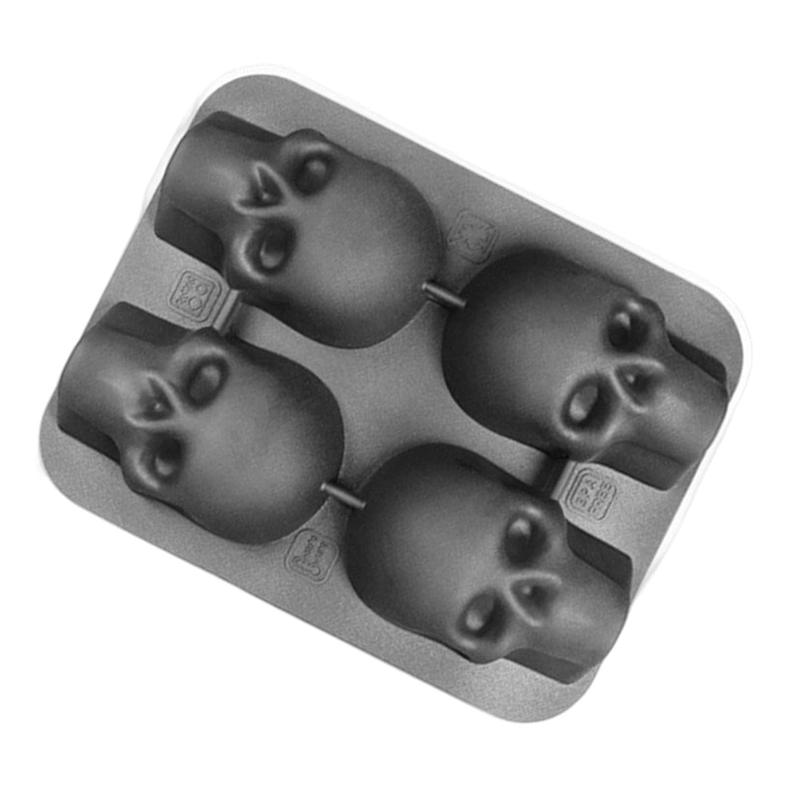 FGDTREE Silicone 3D Skull Ice Block Tray 4/6 Cavity Ice Maker Mold for Halloween Cream Chocolate Baking Silicone Skull Freezing Block Tray