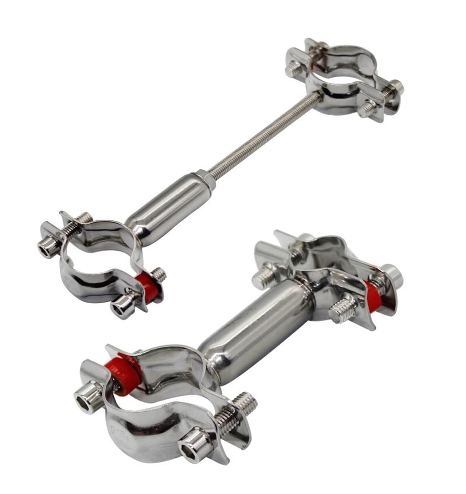 Supporto a doppia testa regolabile in acciaio inossidabile 304 | Pinza di supporto a doppia testa regolabile, lunghezza barra 55-100mm, adatta a tubi di diametro esterno 8-65mm(60-65mm)