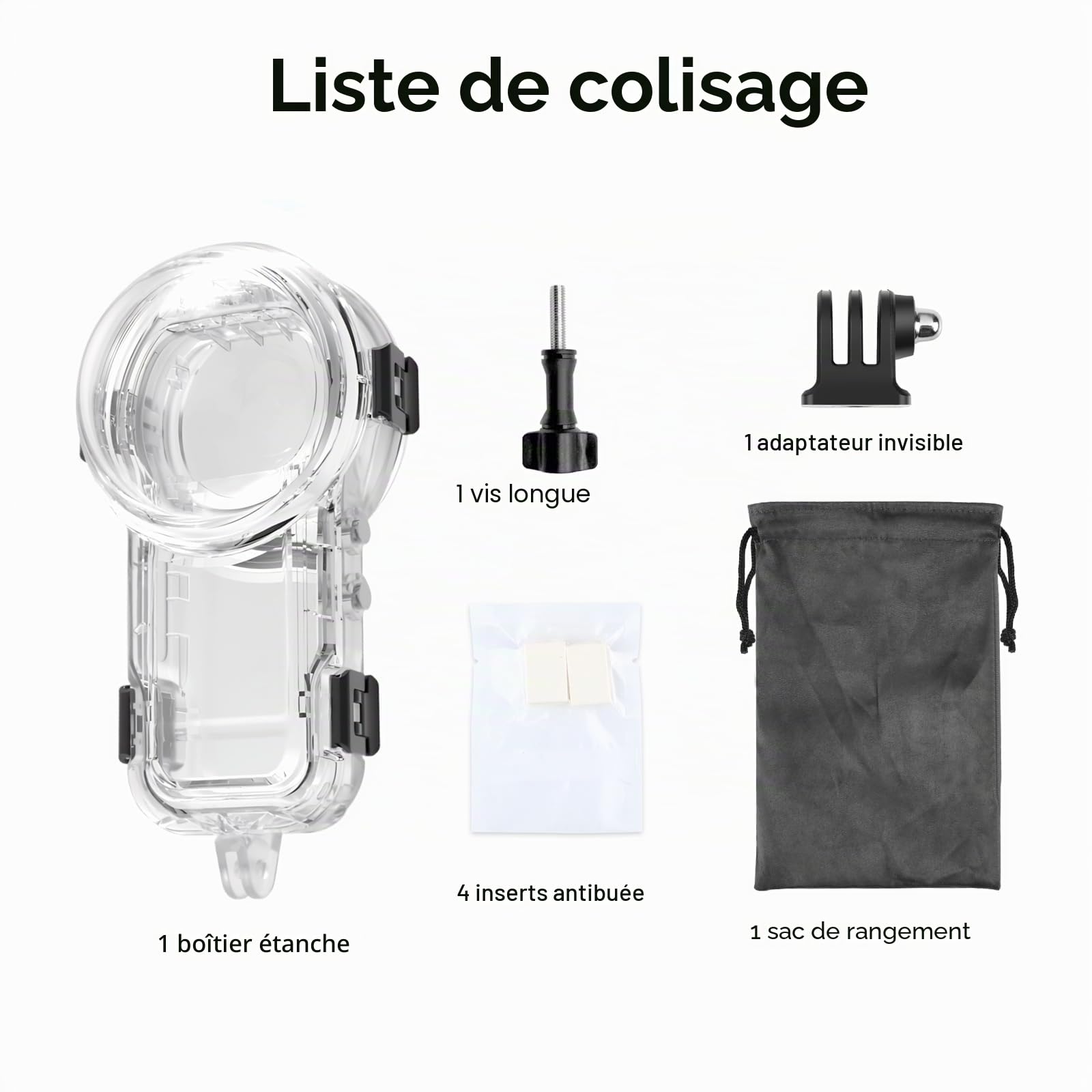PULUZ Étui de plongée étanche 60 m pour Insta360 X5, coque de protection invisible sous l'eau pour Insta360 X5 Accessoires pour appareil photo photo à 360 degrés