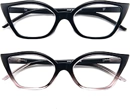 Kodilin Occhiali da Lettura Donna Anti Luce Blu Cat Eye Occhiali per PC con Cerniera a Molla, 1.5 Rosa+Nero