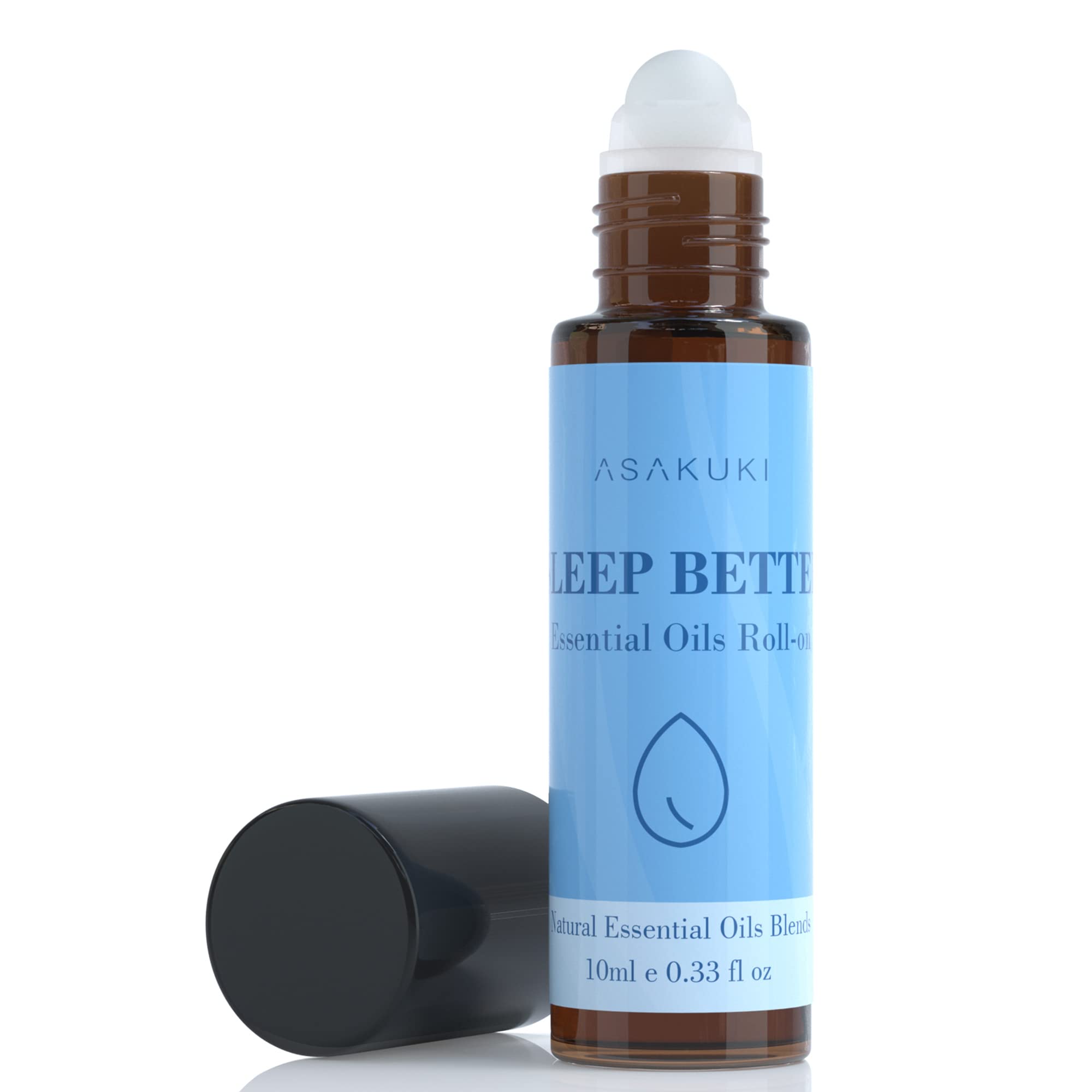 ASAKUKI Sleep Better Roll On Essential Oils Blend - Diluted Roll On Essential Oil Blends for Topical Use, Essential Oils Rollerball Help Body and Mind Reset and Sleep Peacefully - 10mL