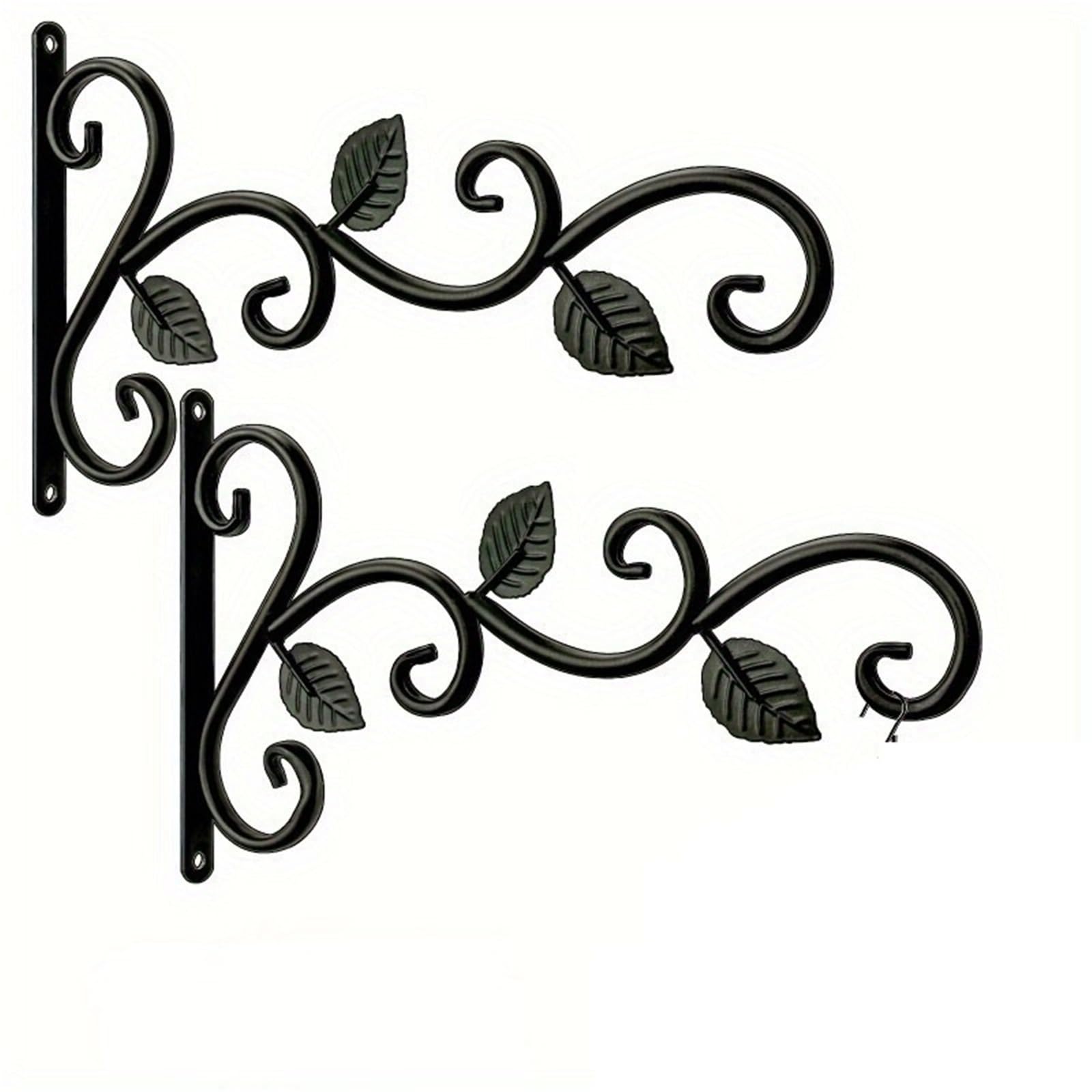 RGOEMHJ Iron Plant Hanging Rack 2-4 Indoor Outdoor Flower Pot Hanger Vintage Style Metal Hook Basket Wall Mount for Planter Flower(2 Pcs Plant Hooks)