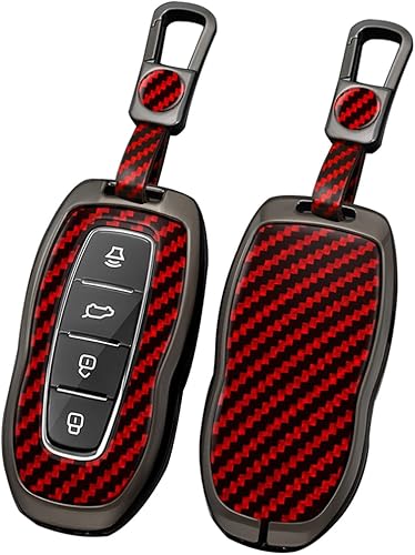 ontto Soporte para llavero para Ford Equator 2022 2023, funda de metal para llave de automóvil, protección completa, patrón de carbono, funda para