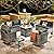 HOOOWOOO Outdoor Patio Sectional Furniture Sofa Set with Fire Pit Table,10 Piece Modern Wicker Couch with Swivel Chairs,Modular Conversation Seating Set with Widened Armrest for Garden(Black)