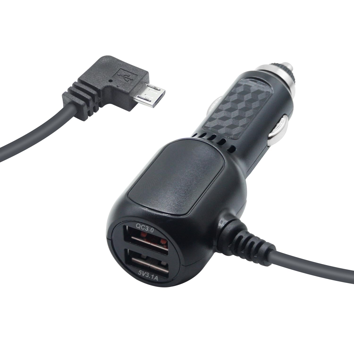 Szybkie podwójne gniazdo USB, mini kabel zasilający USB 3,5 m 90 stopni (micro USB pod kątem prostym + podwójne gniazdo USB)