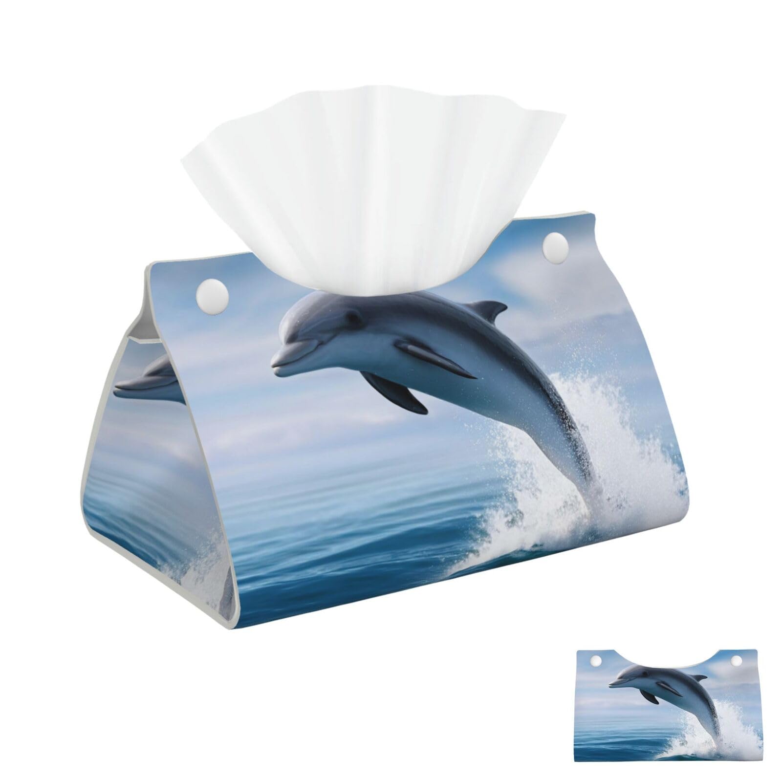 Jumping Up Dolphins Tissue Box Cover Square Cube Boxes