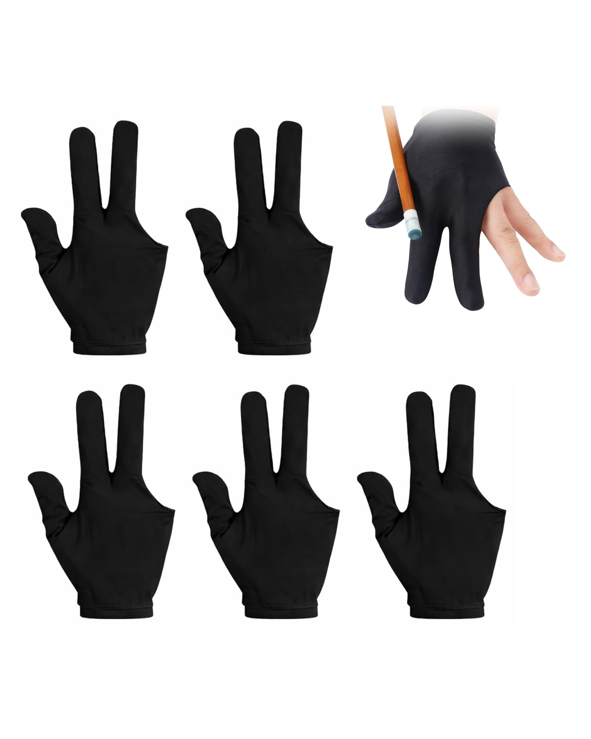 JBB Pool Snooker Billiard Gloves - 5 Pieces (Black)-picture-38