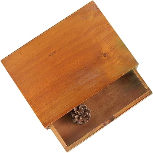 Miniatura 5 de Caja de almacenamiento de madera con cajones, organizador de escritorio portátil de madera para el hogar, oficina, mostrador, decoración de