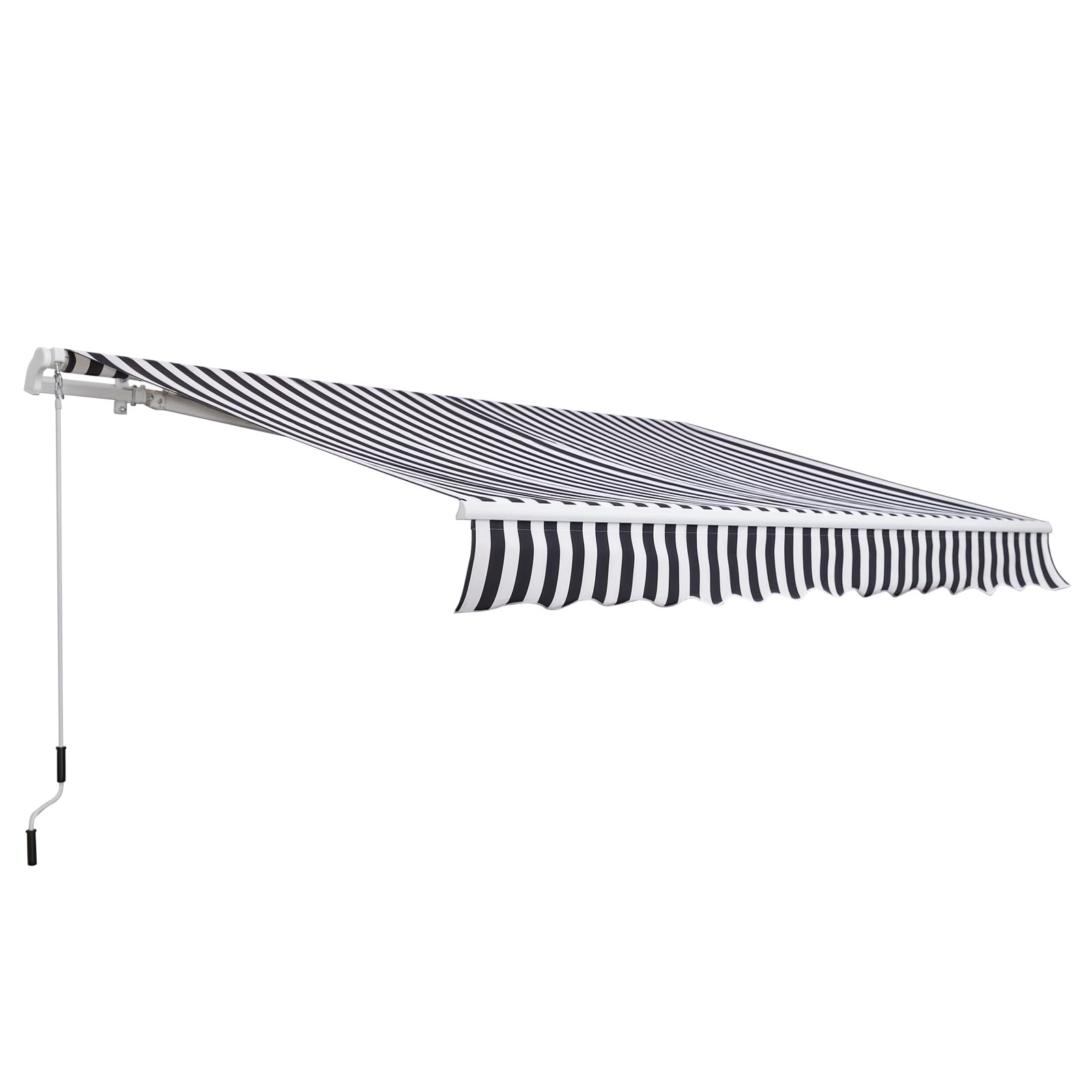 Outsunny Gelenkarmmarkise mit Handkurbel 3,5x2,5m Grau Weiß / Sonnenschutz aus Aluminium & Polyester