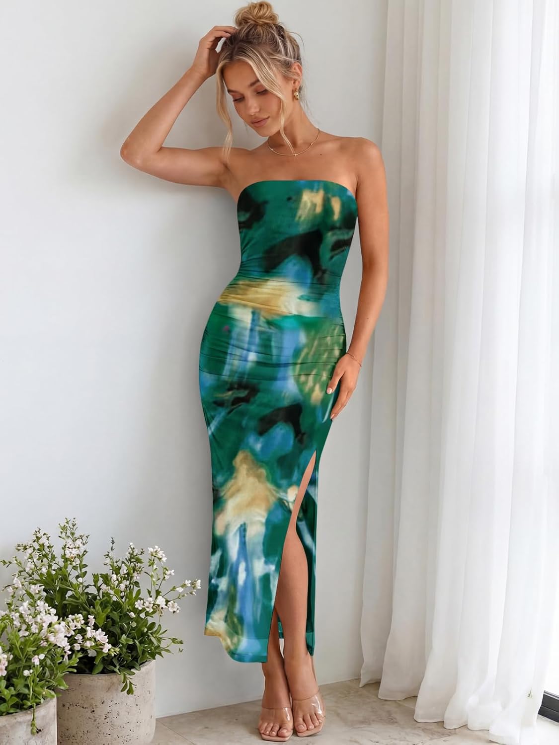 Trendy Queen Women Bodycon Dress Summer Beach Vacation Outfits Maxi Party Dresses 2026 Wedding Guest Strapless Tube Clothes - Image 6