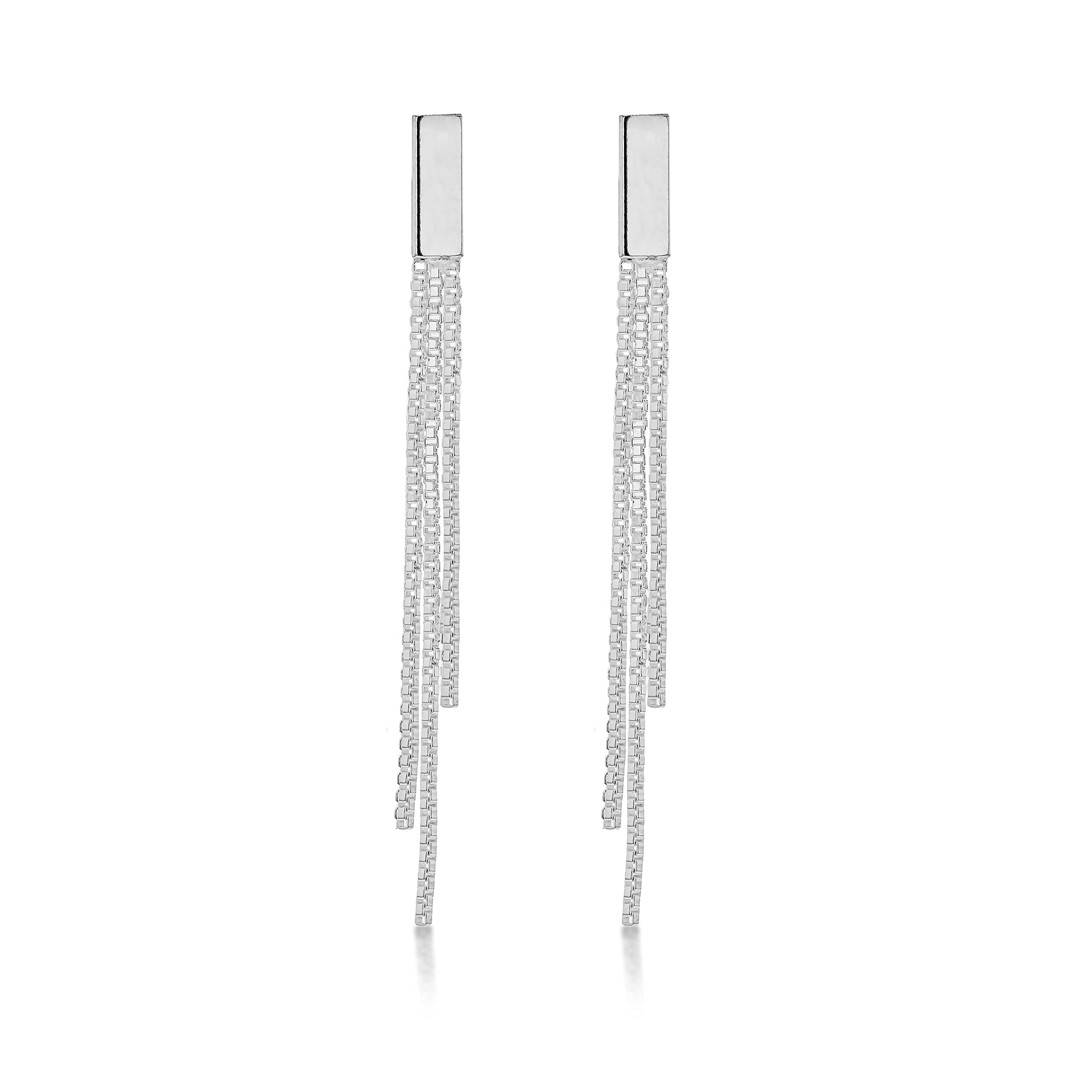 Tuscany Silver Pendientes Colgantes Cadena Veneciana Largos para Mujer de Plata De Ley 925
