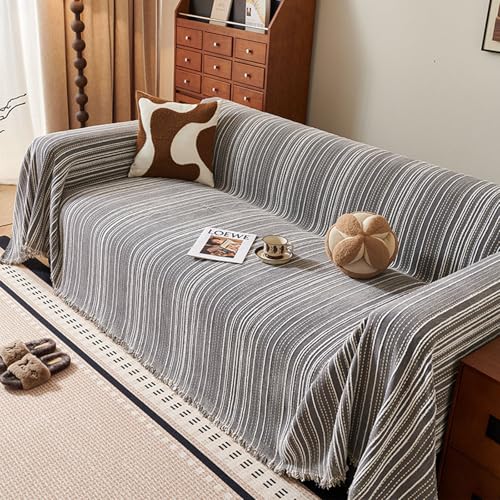 Catálogo de Imagenes de Sofa Cama favoritos de las personas. 45 Manta de Chenilla para Sofá de Doble Cara Disponible, Forros para Sillones de Sala, Cubre Sofa Cama, Funda para Sillones En L, Funda Lavable con Ribete de Flecos (Gris...